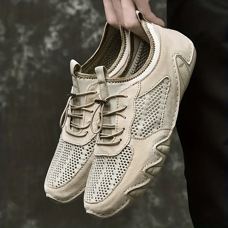 Men's Leather Breathable Mesh Sneakers