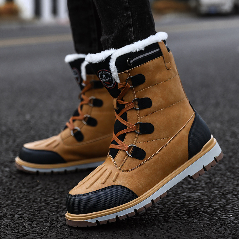 (Free Shipping)Men's High Quality Toe Protection Waterproof Non-Slip Plush Snow Boots Work Boots