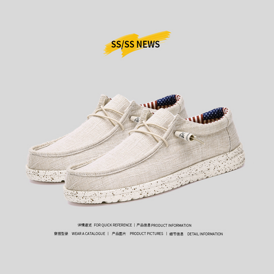 Men Canvas Boat Shoes Convertible Loafer Moccasins Flat Non Slip Deck Shoes