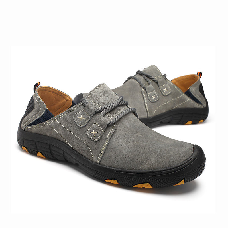 Men Outdoor Hiking Sneakers Non-Slip Toe Protection Casual Walking Leather Loafers