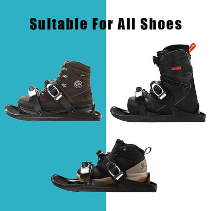 Dallader Mini Ski Skates for Snow The Short Skiboard Portable Skiing Shoes Snow Board (Suitable For All Shoes)