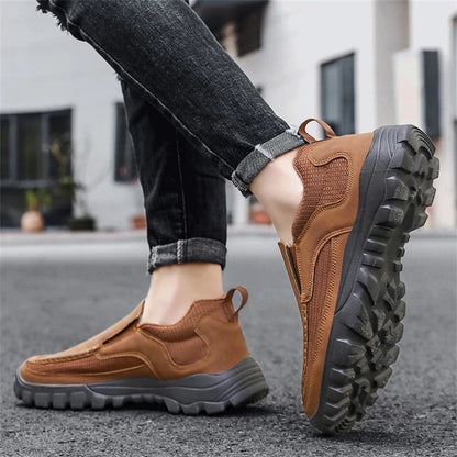 (Medical Certification) Men's Orthopedic Genuine Leather Shoes for Diabetics, Arch Support Hiking Shoes for Plantar Fasciitis