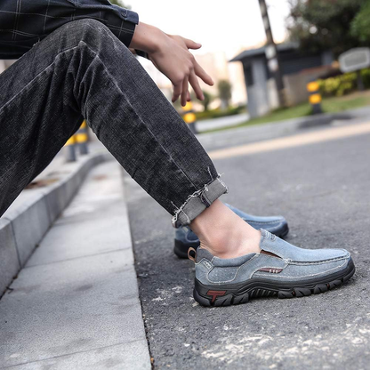 Mens Round Toe Canvas Slip-On Loafers antiskid Walking Casual Shoes