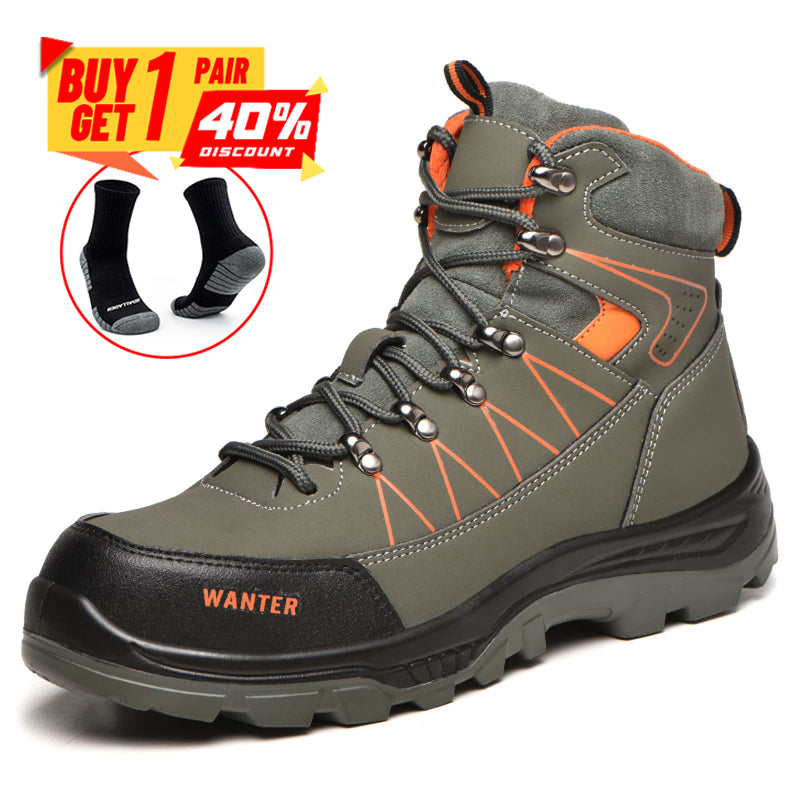 Men Steel Toe Cap Waterproof Safety Boots Outdoor Hiking Shoes (Durability Upgrade)