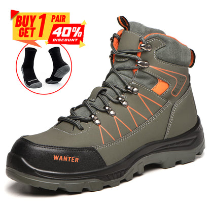 Men Steel Toe Cap Waterproof Safety Boots Outdoor Hiking Shoes (Durability Upgrade)
