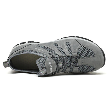 Men's Genuine Leather Breathable Lightweight Arch Support Hiking Orthopedic Shoes