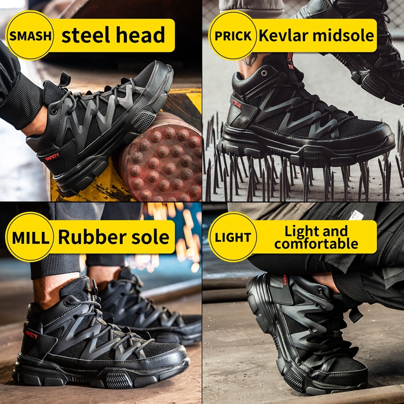Breathable Anti-Slip Anti-Impact Anti-Puncture Labor Insurance Shoes Steel Toe Safety Work Boots