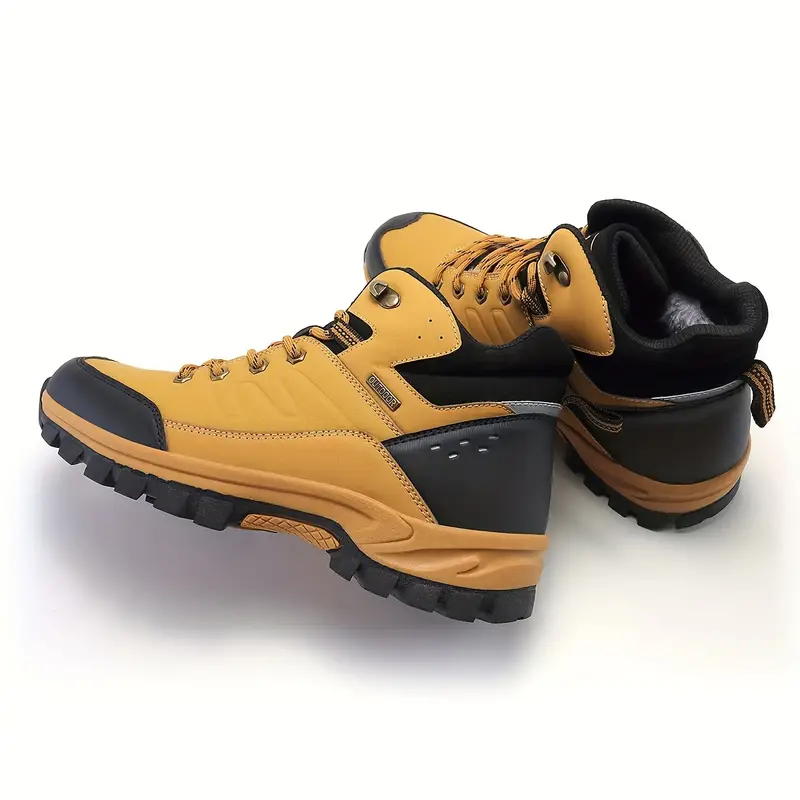 Men's Outdoor Fuzz-lined Hiking Shoes, Comfortable Arch Support Non-Slip Mountaineering Travel Sneakers