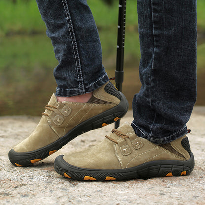 Men Outdoor Hiking Sneakers Non-Slip Toe Protection Casual Walking Leather Loafers