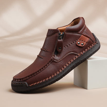 ⏰Limited Time Sale 70% OFF-Men’s Handmade Premium Leather Slip-On Driving Boots – Wide Toe, Arch Support, Waterproof, Pressure Relief, Non-Slip Sole for Casual, Travel & Outdoor