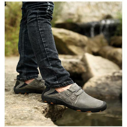 Men Outdoor Hiking Sneakers Non-Slip Toe Protection Casual Walking Leather Loafers
