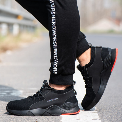 Men'S Lightweight Work Safety Shoes, Fly-Woven Mesh Kevlar Midsole, Steel Toe Cap, Anti-Smash, Puncture-Proof Protective Shoes