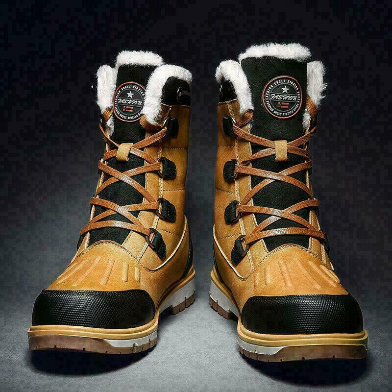 (Free Shipping)Men's High Quality  Toe Protection Waterproof Non-Slip Plush Snow Boots  Work Boots