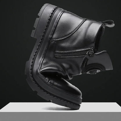 (⏰Last Day 70% OFF🔥)Men's Comfortable Leather Motorcycle Boots Work Boots Waterproof Anti-Slip Anti-Sprain(💯Specialized Boots For Tournaments)