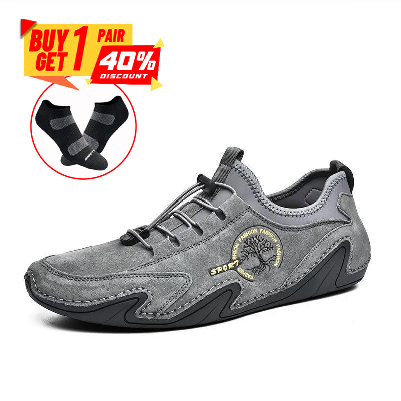 Men Lightweight Comfy Leather Driving Shoes Non-Slip Casual Shoes Breathable Loafers