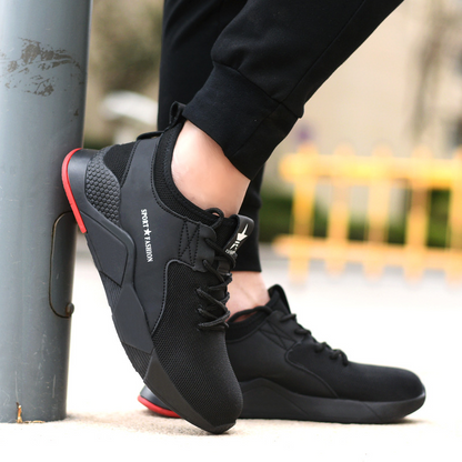 Men'S Lightweight Work Safety Shoes, Fly-Woven Mesh Kevlar Midsole, Steel Toe Cap, Anti-Smash, Puncture-Proof Protective Shoes