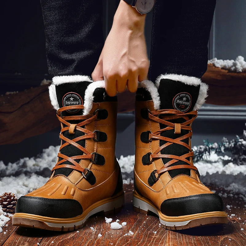 (Free Shipping)Men's High Quality  Toe Protection Waterproof Non-Slip Plush Snow Boots  Work Boots