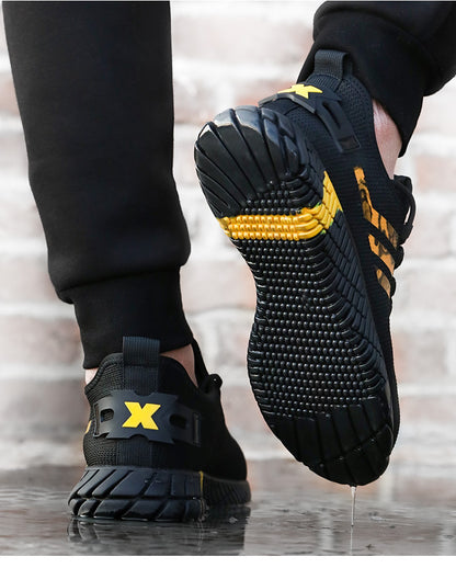 Men Work Boots Casual Trainers Steel Toe Shoes Men Breathable Steel Toe Sneaker Puncture Proof Work Safety Boots