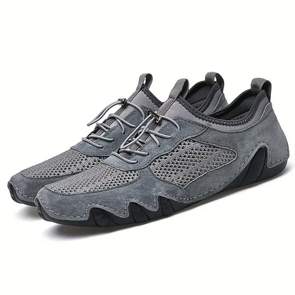 Men's Leather Breathable Mesh Sneakers