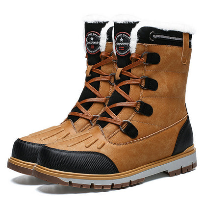 (Free Shipping)Men's High Quality  Toe Protection Waterproof Non-Slip Plush Snow Boots  Work Boots