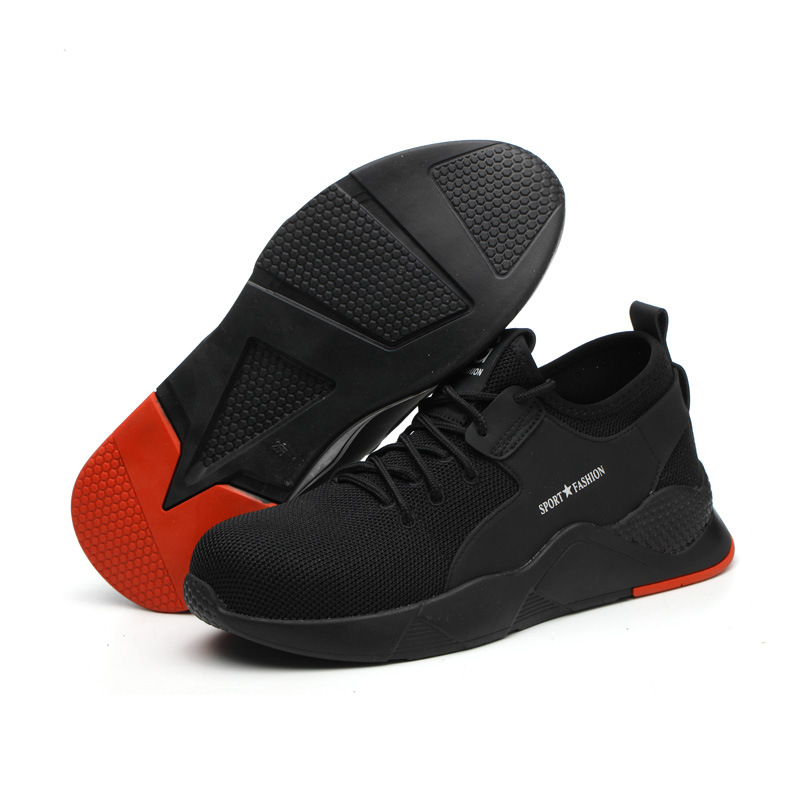 Men'S Lightweight Work Safety Shoes, Fly-Woven Mesh Kevlar Midsole, Steel Toe Cap, Anti-Smash, Puncture-Proof Protective Shoes