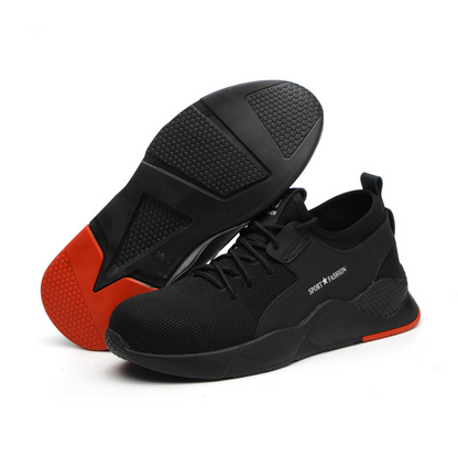 Men'S Lightweight Work Safety Shoes, Fly-Woven Mesh Kevlar Midsole, Steel Toe Cap, Anti-Smash, Puncture-Proof Protective Shoes