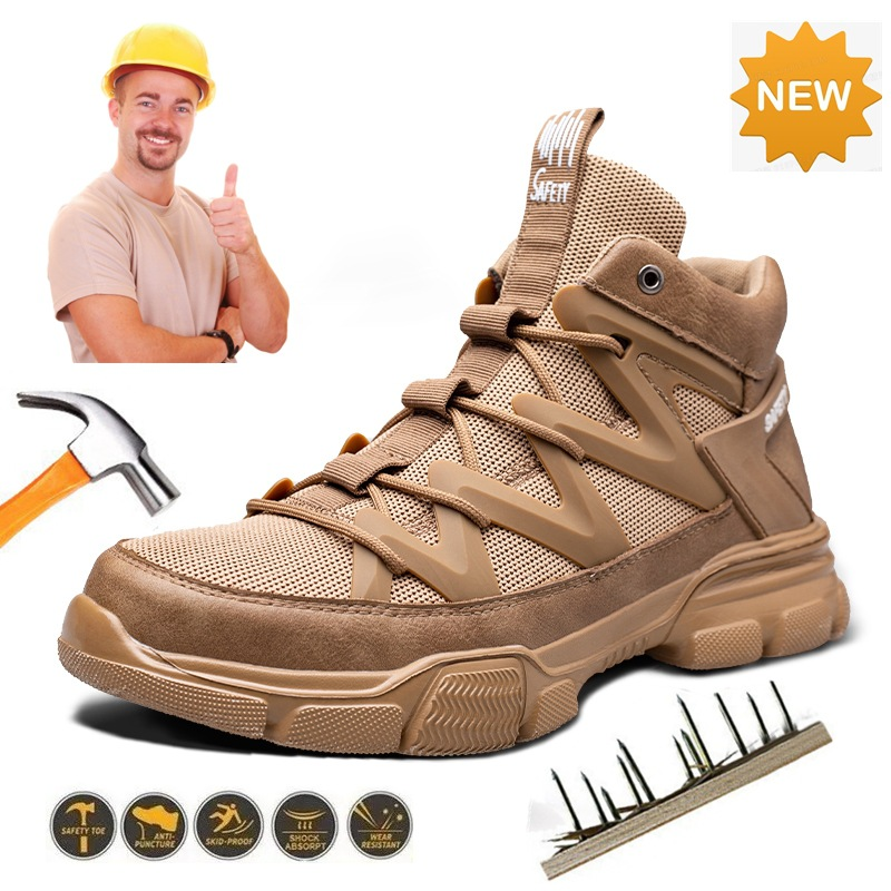 Breathable Anti-Slip Anti-Impact Anti-Puncture Labor Insurance Shoes Steel Toe Safety Work Boots
