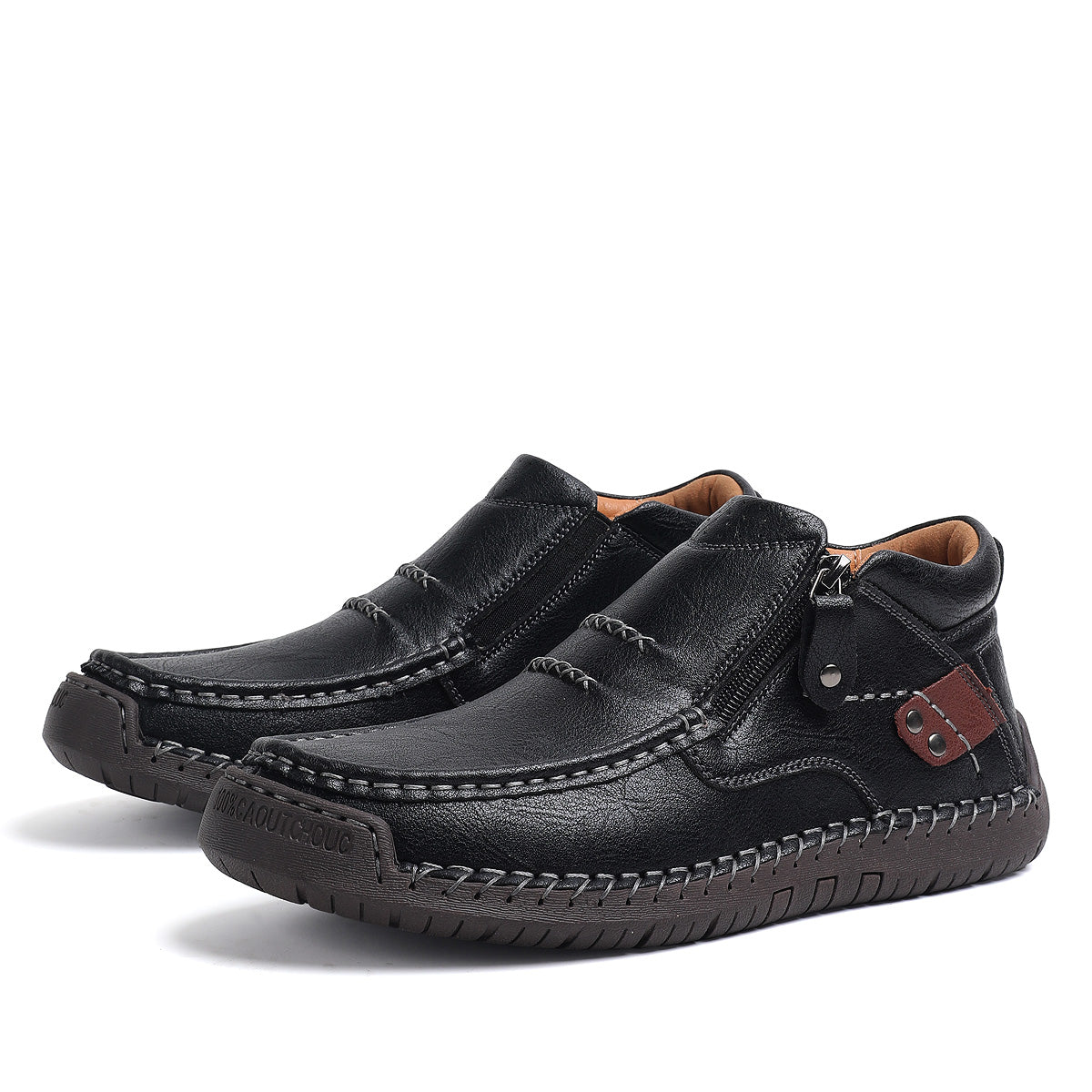 ⏰Limited Time Sale 70% OFF-Men’s Handmade Premium Leather Slip-On Driving Boots – Wide Toe, Arch Support, Waterproof, Pressure Relief, Non-Slip Sole for Casual, Travel & Outdoor