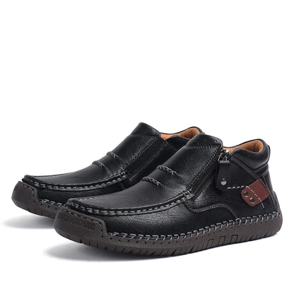 ⏰Limited Time Sale 70% OFF-Men’s Handmade Premium Leather Slip-On Driving Boots – Wide Toe, Arch Support, Waterproof, Pressure Relief, Non-Slip Sole for Casual, Travel & Outdoor