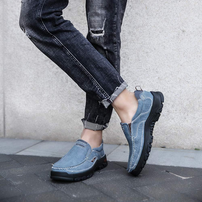 Mens Round Toe Canvas Slip-On Loafers antiskid Walking Casual Shoes
