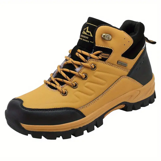 Men's Outdoor Fuzz-lined Hiking Shoes, Comfortable Arch Support Non-Slip Mountaineering Travel Sneakers