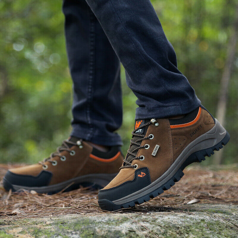 Men's Work Shoes Comfy Arch Support Lightweight Waterproof Hiking Orthopedic Shoes