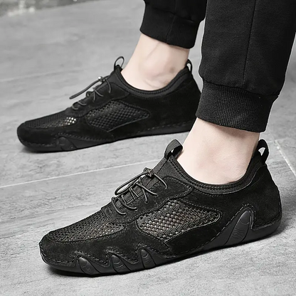 Men's Leather Breathable Mesh Sneakers