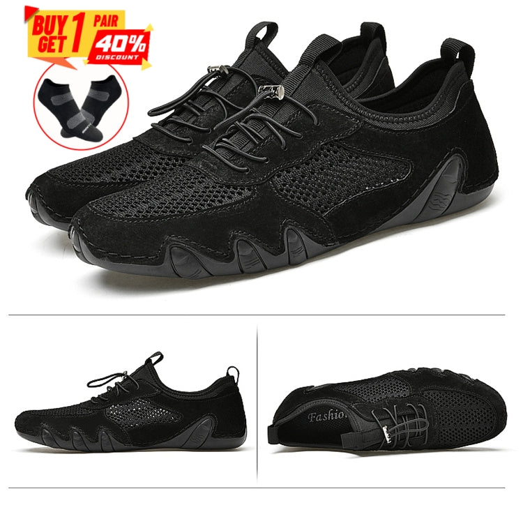 Men's Leather Breathable Mesh Sneakers