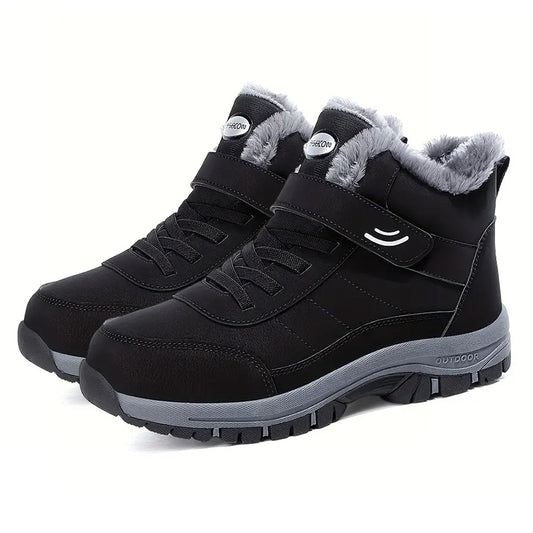 Men's Slip Resistant Snow Boots, Winter Thermal Shoes, Windproof Hiking Boots With Fuzzy Lining