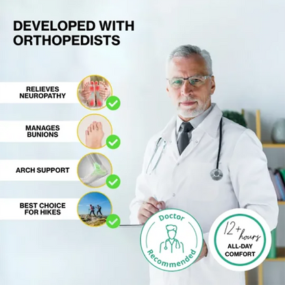 (Medical Certification) Men's Orthopedic Genuine Leather Shoes for Diabetics, Arch Support Hiking Shoes for Plantar Fasciitis