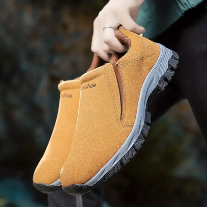 (🔥Bestseller Worldwide❗)Men's Genuine Leather Lightweight Slip On Orthopedic Hiking Shoes Sneakers