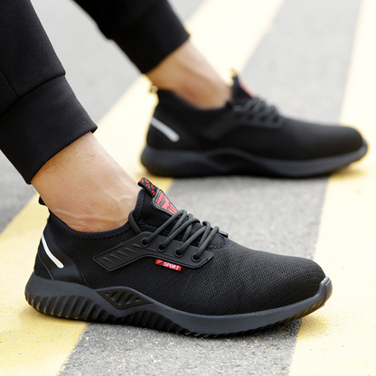Men'S Lightweight Work Safety Shoes, Fly-Woven Mesh Kevlar Midsole, Steel Toe Cap, Anti-Smash, Puncture-Proof Protective Shoes