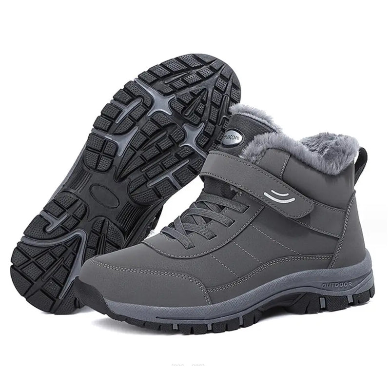 Men's Slip Resistant Snow Boots, Winter Thermal Shoes, Windproof Hiking Boots With Fuzzy Lining