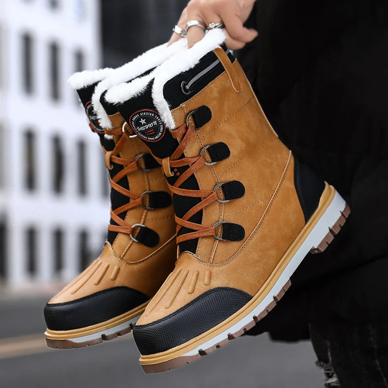 (Free Shipping)Men's High Quality  Toe Protection Waterproof Non-Slip Plush Snow Boots  Work Boots