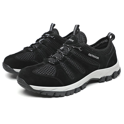 Men's Genuine Leather Breathable Lightweight Arch Support Hiking Orthopedic Shoes