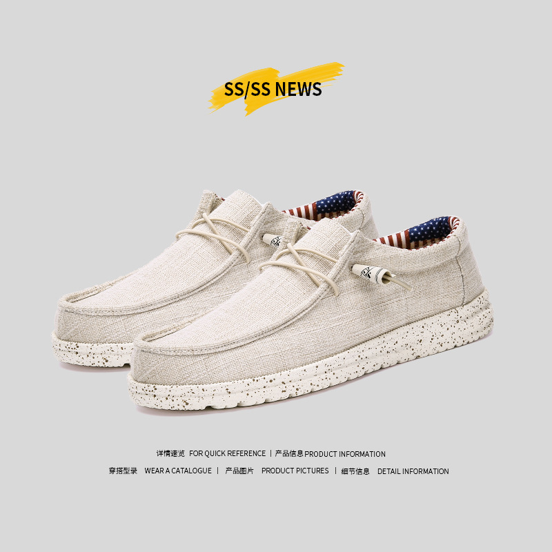 Men Canvas Boat Shoes Convertible Loafer Moccasins Flat Non Slip Deck Shoes