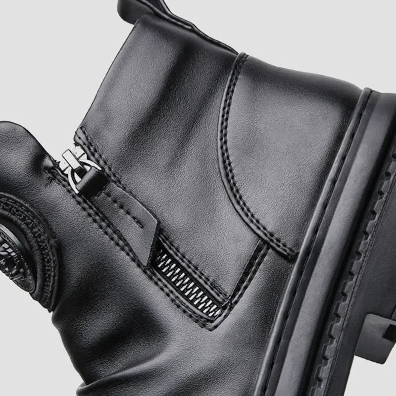 (⏰Last Day 70% OFF🔥)Men's Comfortable Leather Motorcycle Boots Work Boots Waterproof Anti-Slip Anti-Sprain(💯Specialized Boots For Tournaments)