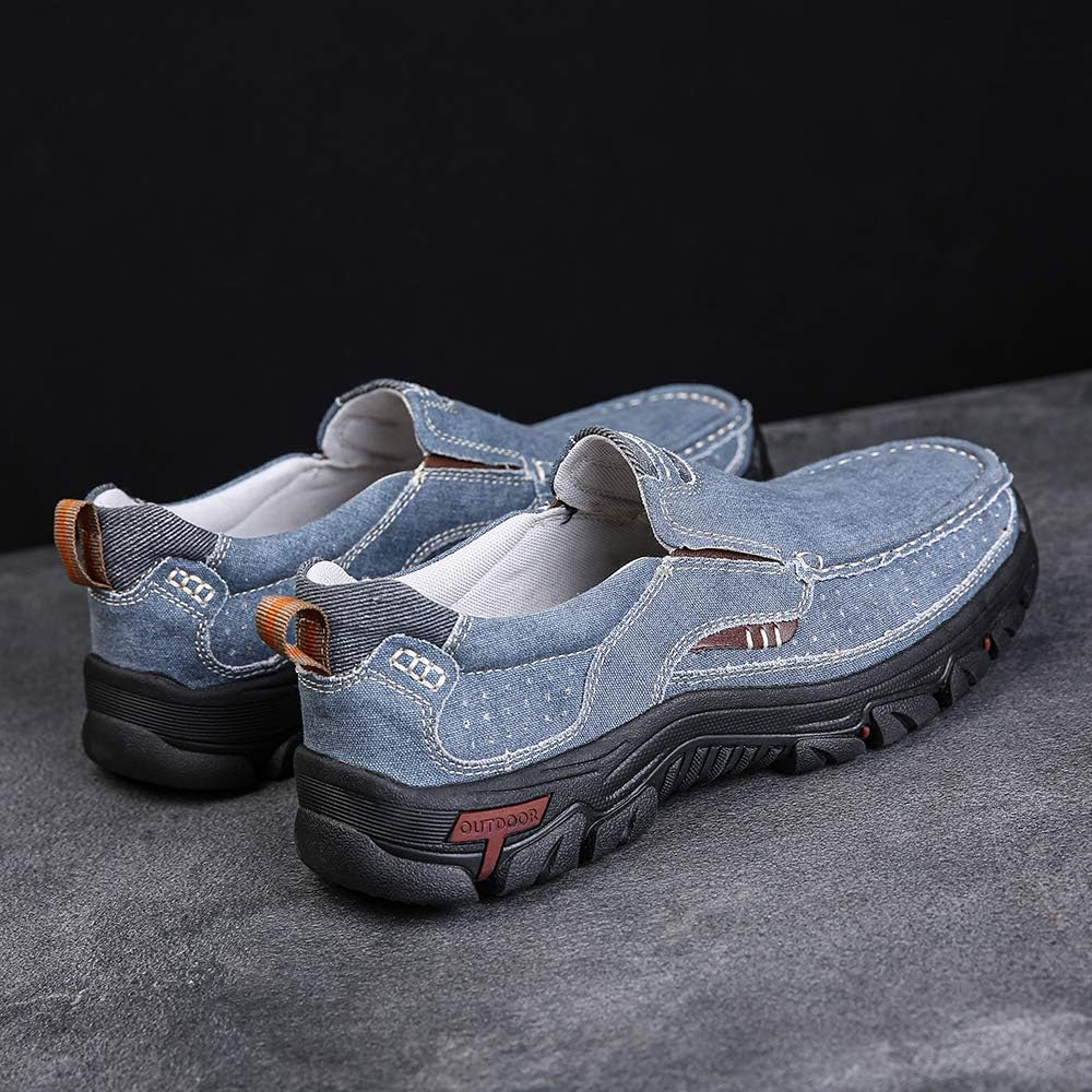 Mens Round Toe Canvas Slip-On Loafers antiskid Walking Casual Shoes