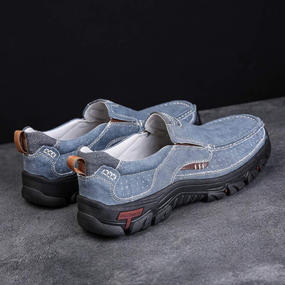 Mens Round Toe Canvas Slip-On Loafers antiskid Walking Casual Shoes