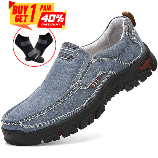 Mens Round Toe Canvas Slip-On Loafers antiskid Walking Casual Shoes