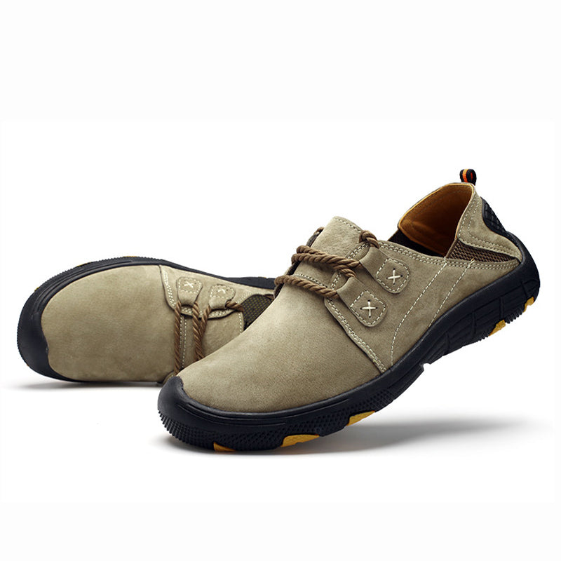 Men Outdoor Hiking Sneakers Non-Slip Toe Protection Casual Walking Leather Loafers