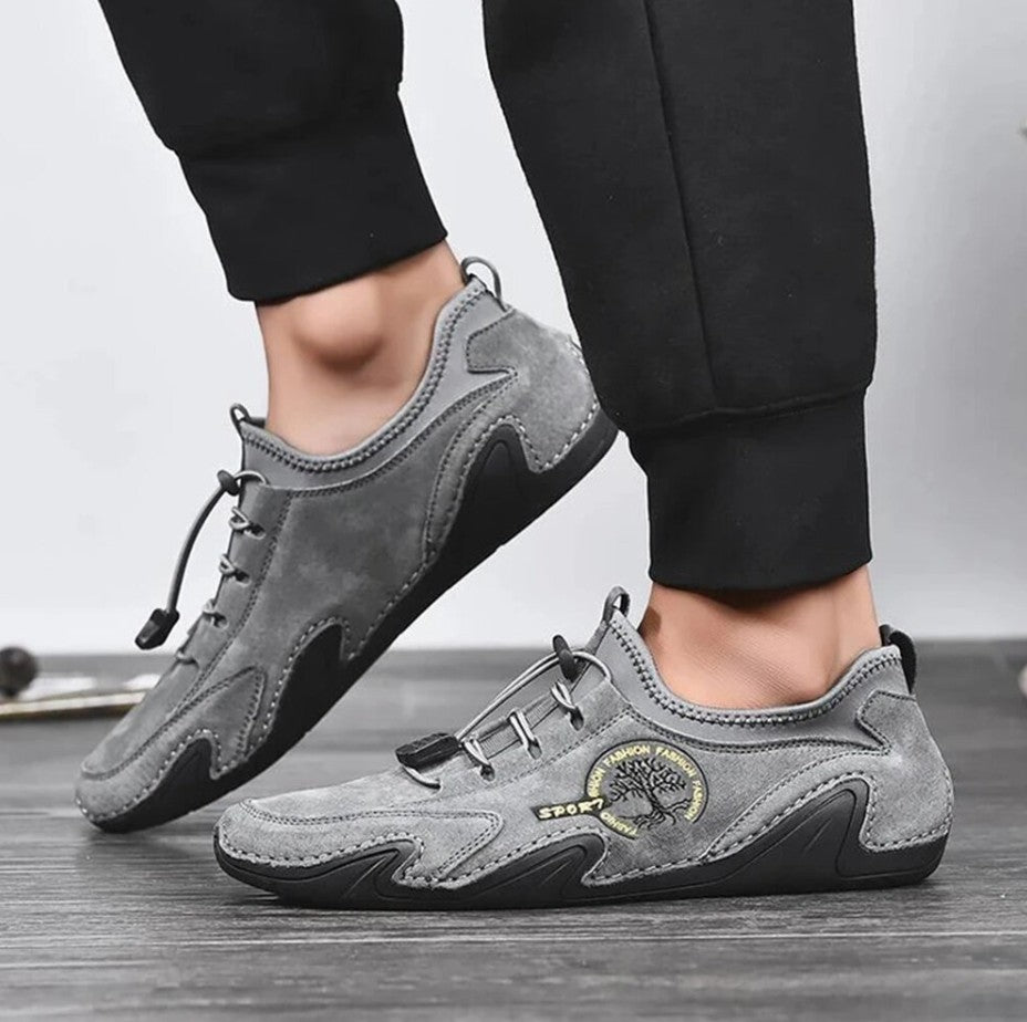 Men Lightweight Comfy Leather Driving Shoes Non-Slip Casual Shoes Breathable Loafers