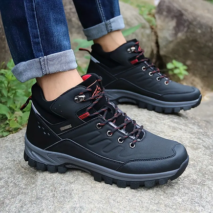 Men's Outdoor Fuzz-lined Hiking Shoes, Comfortable Arch Support Non-Slip Mountaineering Travel Sneakers