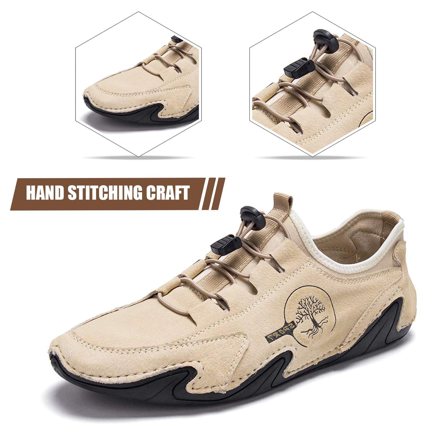 Men Lightweight Comfy Leather Driving Shoes Non-Slip Casual Shoes Breathable Loafers